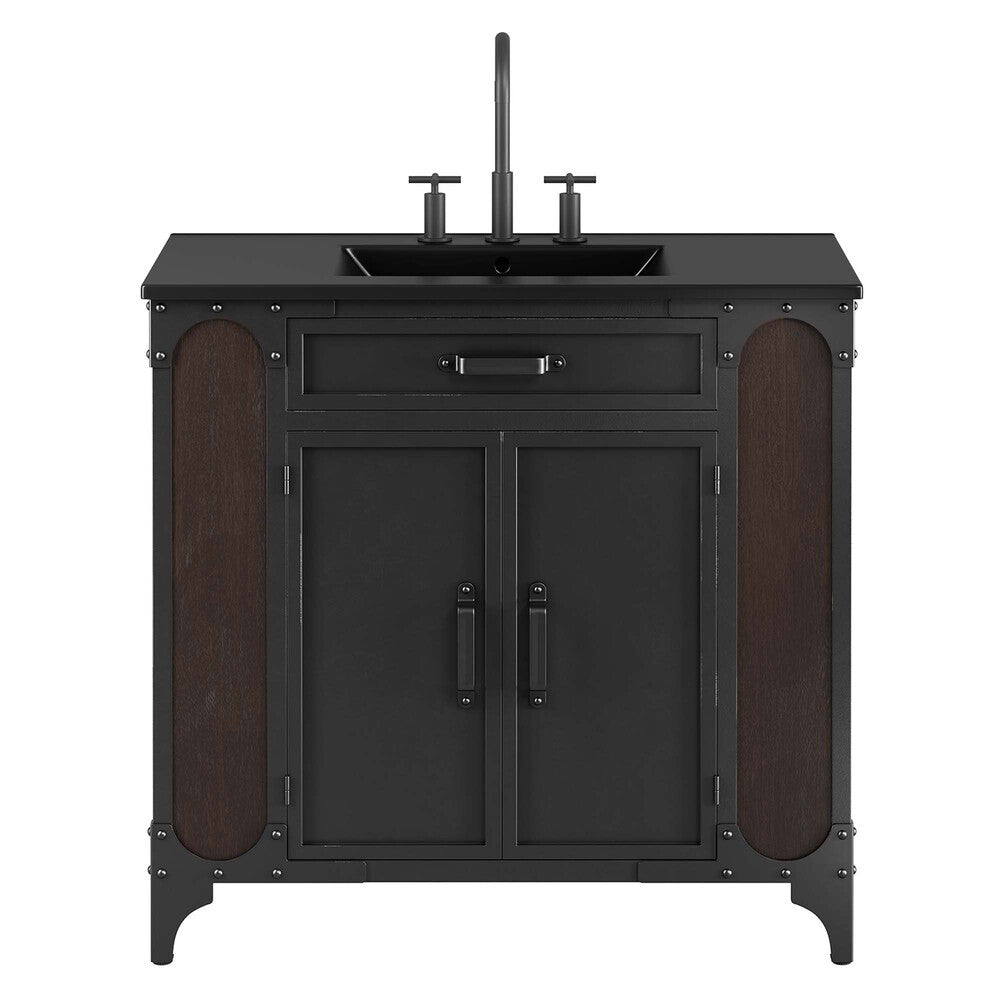 EEI-6418-BLK-BLK Steamforge 36" Bathroom Vanity by Modway
