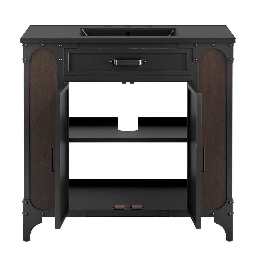 EEI-6418-BLK-BLK Steamforge 36" Bathroom Vanity by Modway