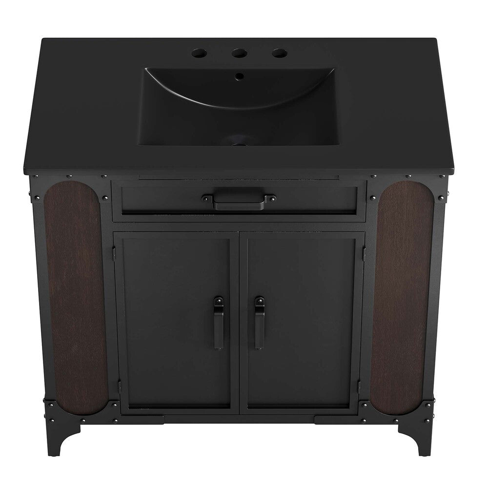 EEI-6418-BLK-BLK Steamforge 36" Bathroom Vanity by Modway