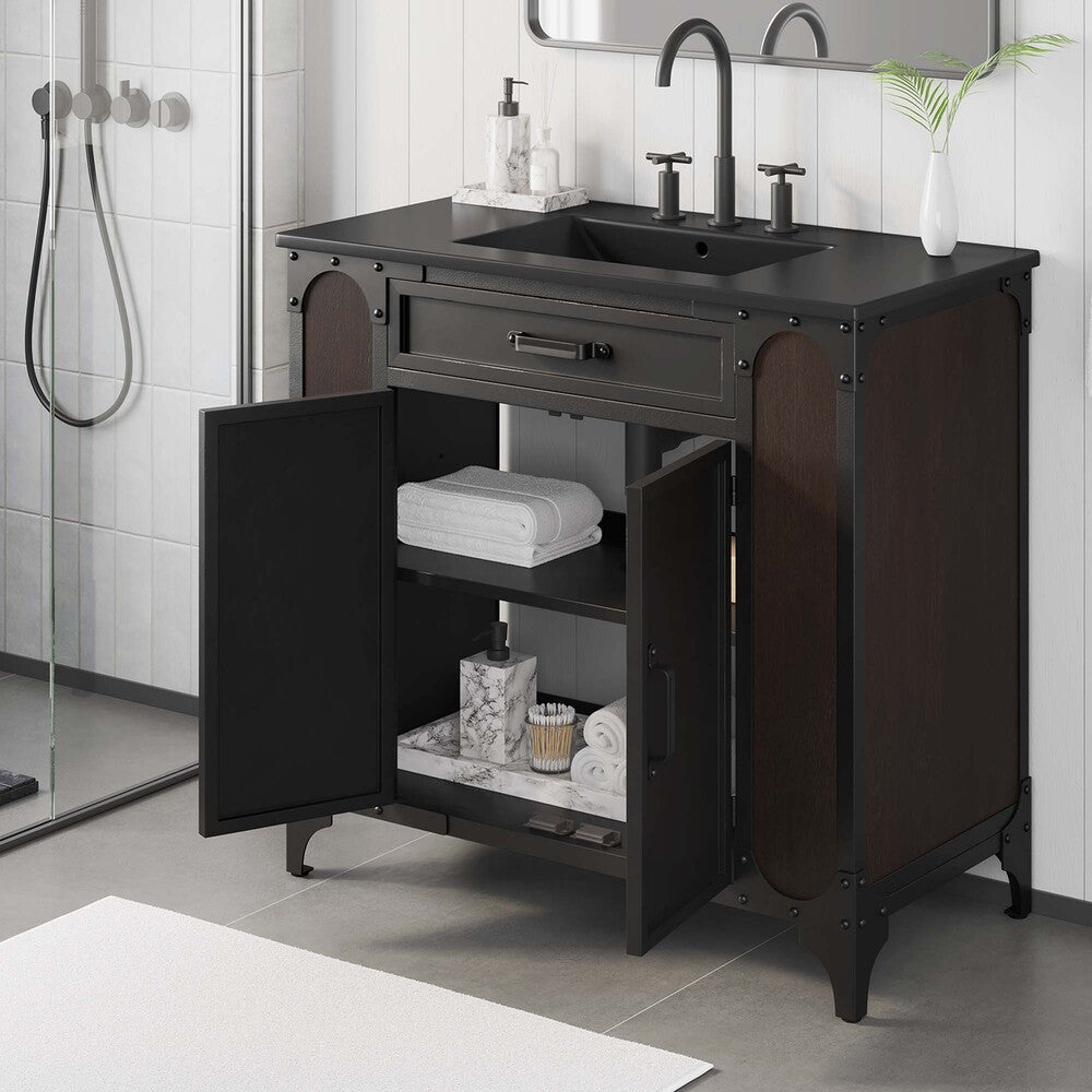EEI-6418-BLK-BLK Steamforge 36" Bathroom Vanity by Modway