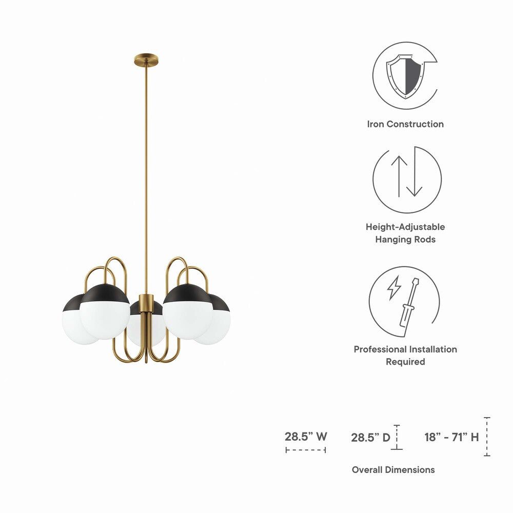 EEI-5658-OPA-SBR Stellar 5-Light Chandelier by Modway
