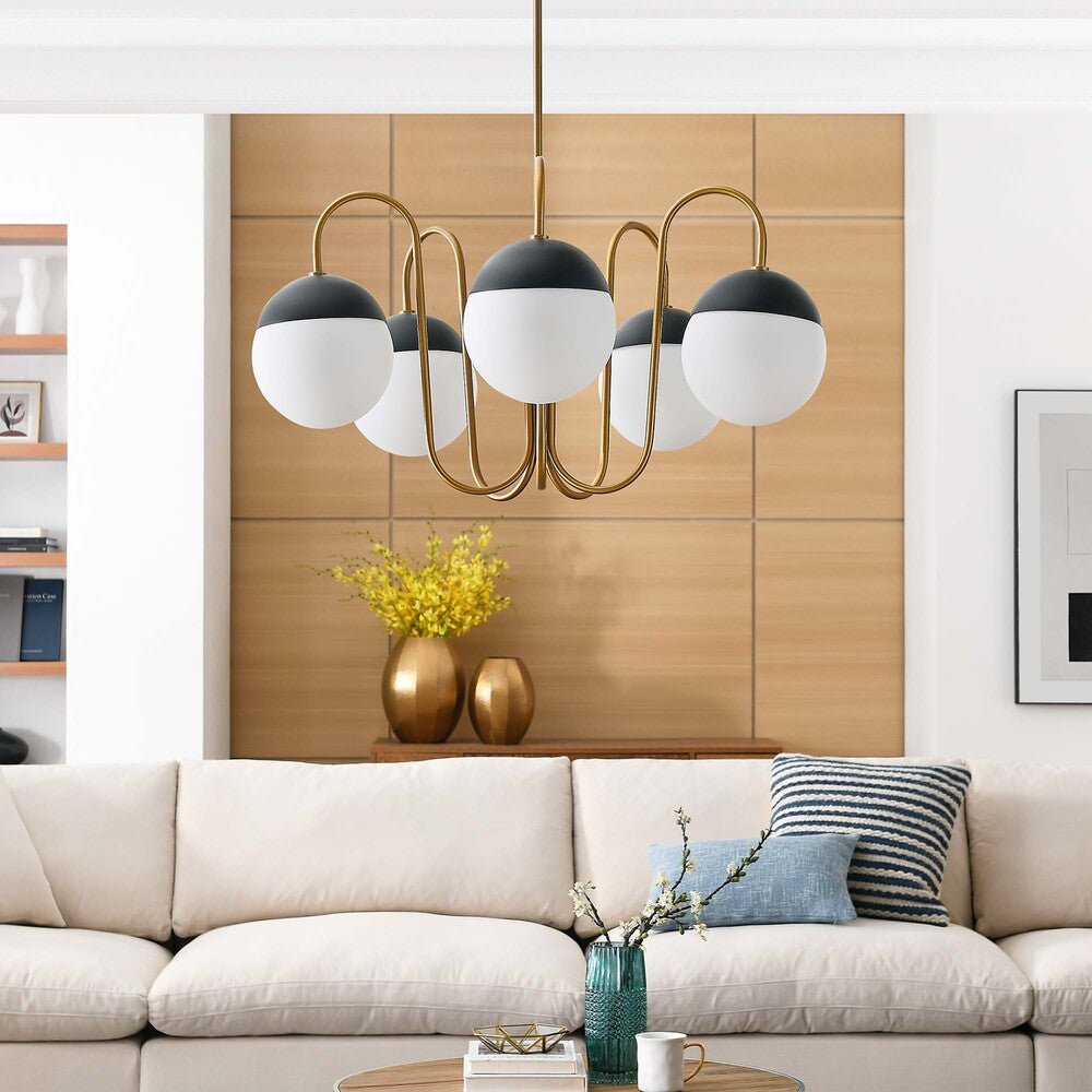 EEI-5658-OPA-SBR Stellar 5-Light Chandelier by Modway