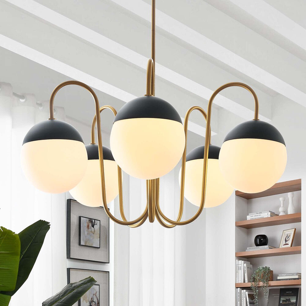 EEI-5658-OPA-SBR Stellar 5-Light Chandelier by Modway