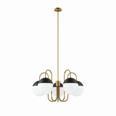 Modway EEI-5658-OPA-SBR Stellar 5-Light Chandelier Opal Satin Brass