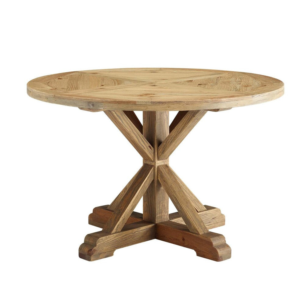 EEI-3492-BRN Stitch 47" Round Pine Wood Dining Table by Modway