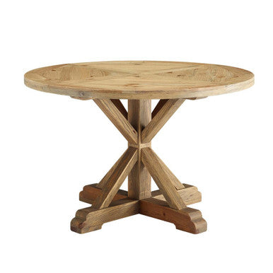 Modway EEI-3492-BRN Stitch 47" Round Pine Wood Dining Table Brown