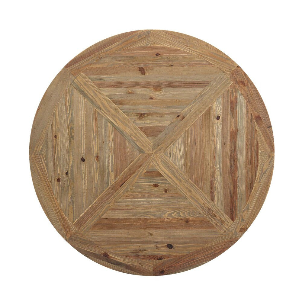 EEI-3494-BRN Stitch 59" Round Pine Wood Dining Table by Modway