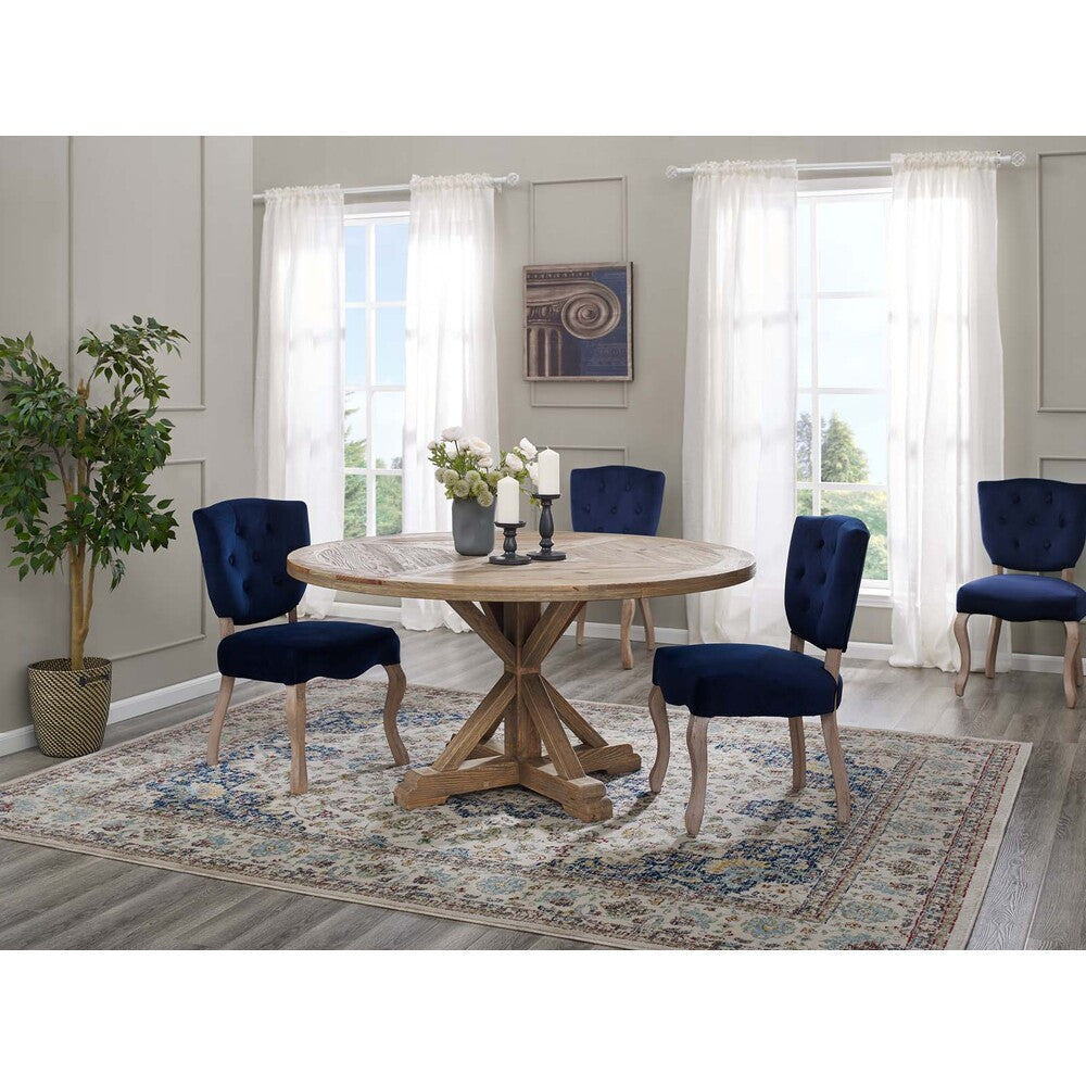 EEI-3494-BRN Stitch 59" Round Pine Wood Dining Table by Modway