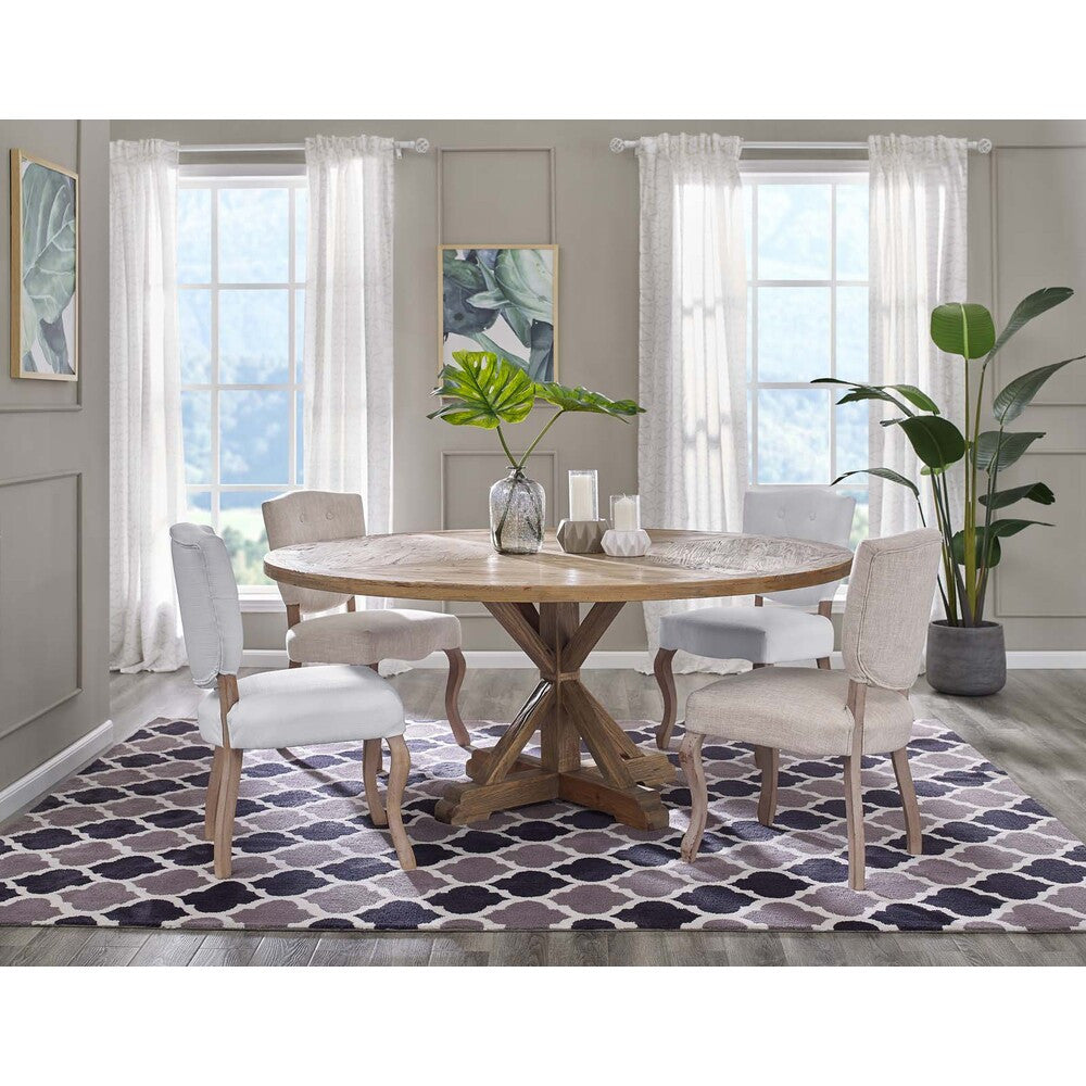 EEI-3496-BRN Stitch 71" Round Pine Wood Dining Table by Modway