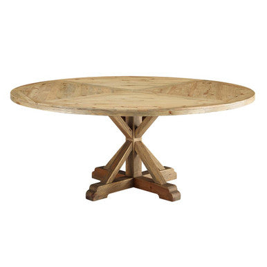 Modway EEI-3496-BRN Stitch 71" Round Pine Wood Dining Table Brown