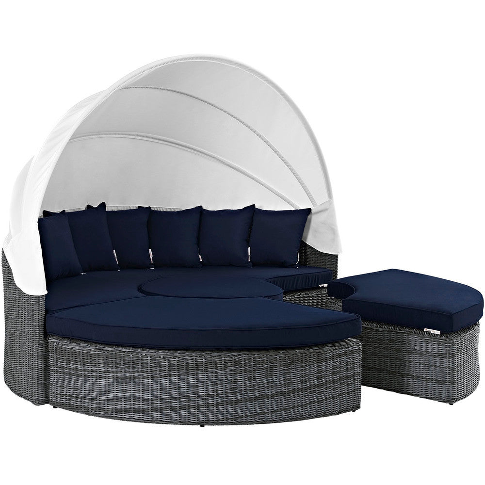 EEI-1997-GRY-NAV-SET Summon Canopy Outdoor Patio Sunbrella&reg; Daybed by Modway