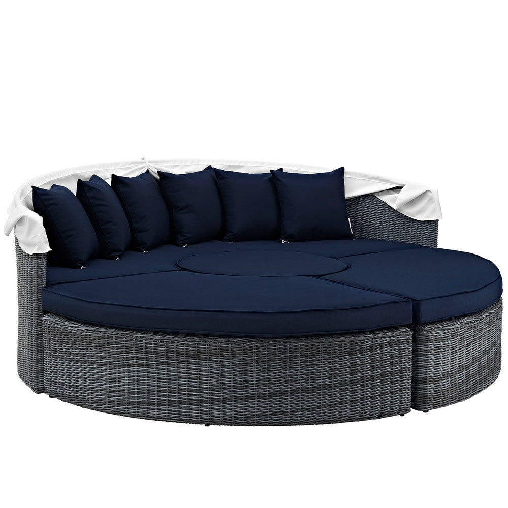 EEI-1997-GRY-NAV-SET Summon Canopy Outdoor Patio Sunbrella&reg; Daybed by Modway