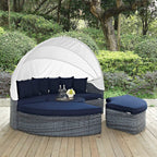 EEI-1997-GRY-NAV-SET Summon Canopy Outdoor Patio Sunbrella&reg; Daybed by Modway