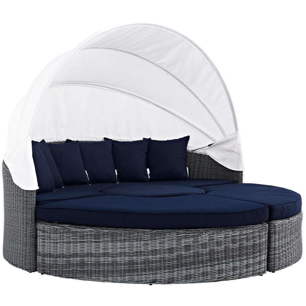 EEI-1997-GRY-NAV-SET Summon Canopy Outdoor Patio Sunbrella&reg; Daybed by Modway