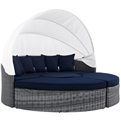 Modway EEI-1997-GRY-NAV-SET Summon Canopy Outdoor Patio Sunbrella&reg; Daybed Canvas Navy