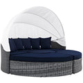Modway EEI-1997-GRY-NAV-SET Summon Canopy Outdoor Patio Sunbrella&reg; Daybed Canvas Navy