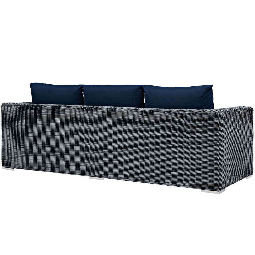 EEI-1874-GRY-NAV Summon Outdoor Patio Sunbrella&reg; Sofa by Modway