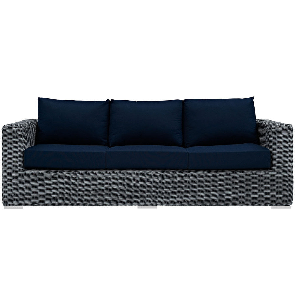 EEI-1874-GRY-NAV Summon Outdoor Patio Sunbrella&reg; Sofa by Modway