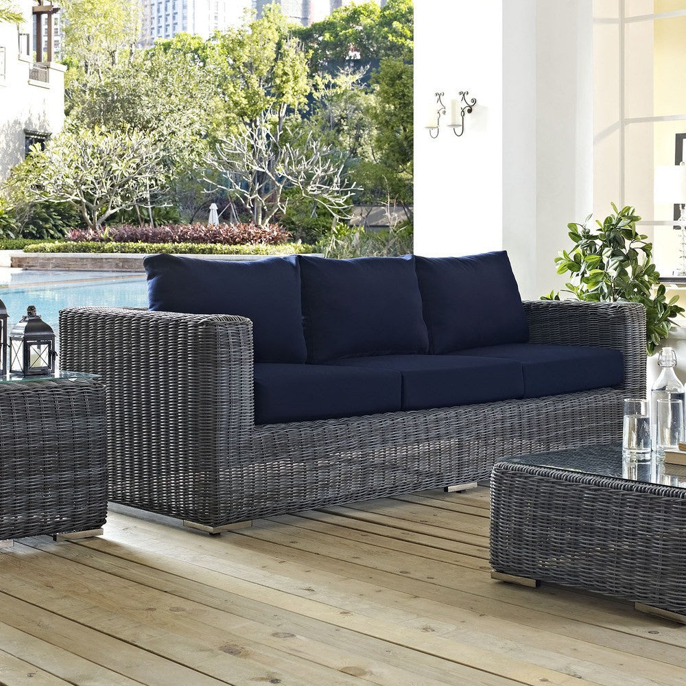 EEI-1874-GRY-NAV Summon Outdoor Patio Sunbrella&reg; Sofa by Modway