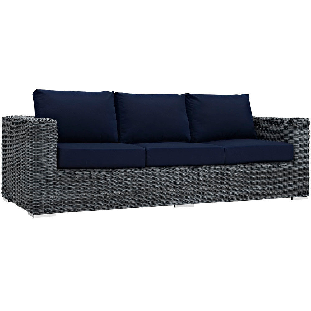 EEI-1874-GRY-NAV Summon Outdoor Patio Sunbrella&reg; Sofa by Modway