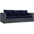 Modway EEI-1874-GRY-NAV Summon Outdoor Patio Sunbrella&reg; Sofa Canvas Navy