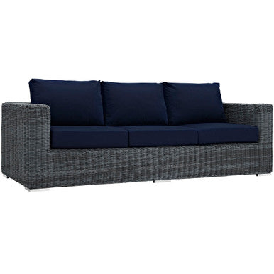 Modway EEI-1874-GRY-NAV Summon Outdoor Patio Sunbrella&reg; Sofa Canvas Navy