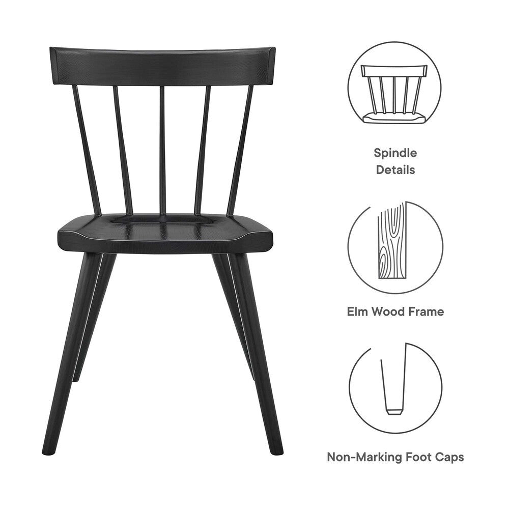 EEI-6082-BLK Sutter Wood Dining Side Chair Set of 2 by Modway