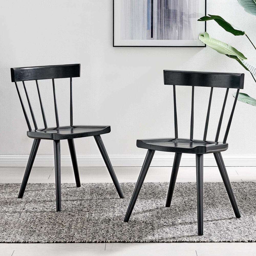 EEI-6082-BLK Sutter Wood Dining Side Chair Set of 2 by Modway