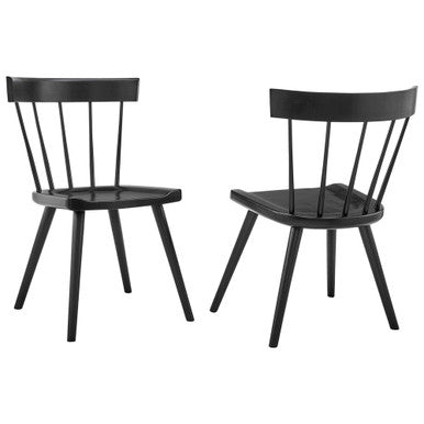 Modway EEI-6082-BLK Sutter Wood Dining Side Chair Set of 2 Black