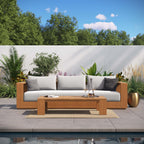 Modway EEI-6799-NAT-LGR Tahoe 2-Piece Outdoor Patio Acacia Wood Sofa and Coffee Table Set - Natural Light Gray