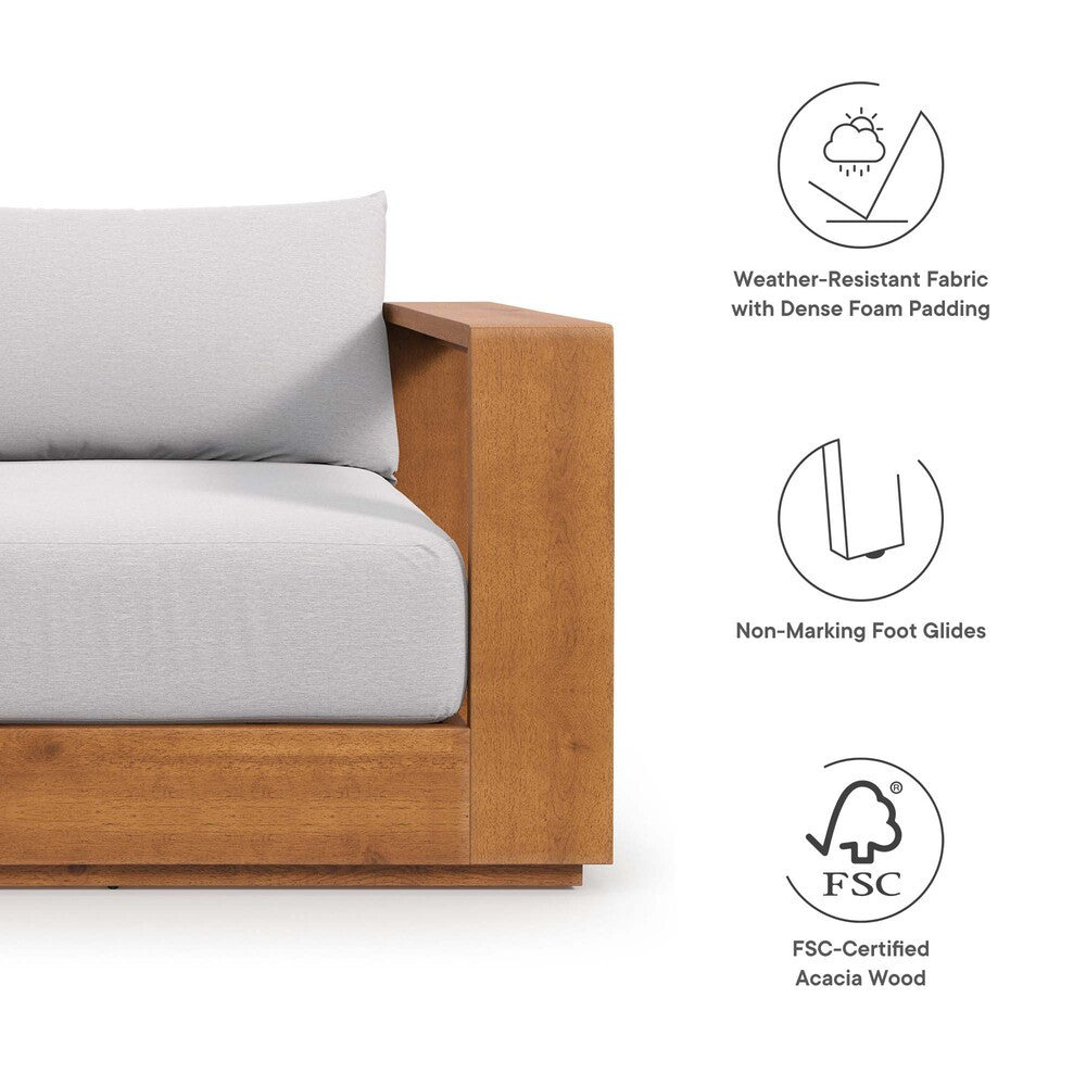 Modway EEI-6798-NAT-LGR Tahoe 3-Piece Outdoor Patio Acacia Wood Furniture Set - Natural Light Gray