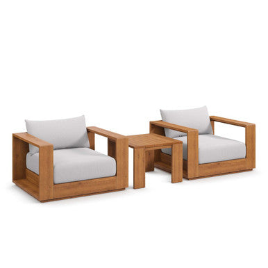 Modway EEI-6798-NAT-LGR Tahoe 3-Piece Outdoor Patio Acacia Wood Furniture Set - Natural Light Gray