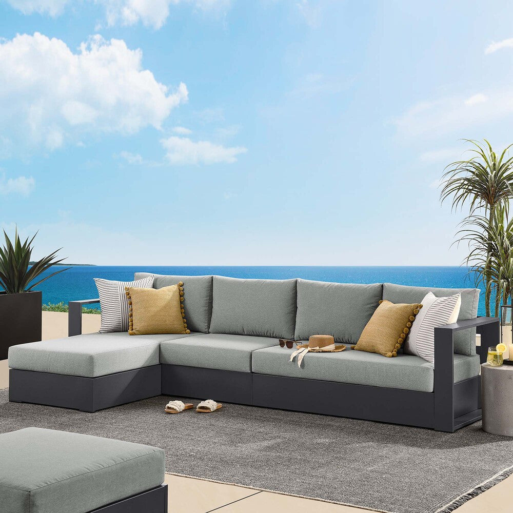 EEI-6672 Tahoe 3-Piece Outdoor Patio Powder-Coated Aluminum Left-Facing Chaise Sectional Sofa Set by Modway