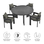 EEI-7060 Tahoe 5-Piece Outdoor Patio Aluminum Dining Set by Modway