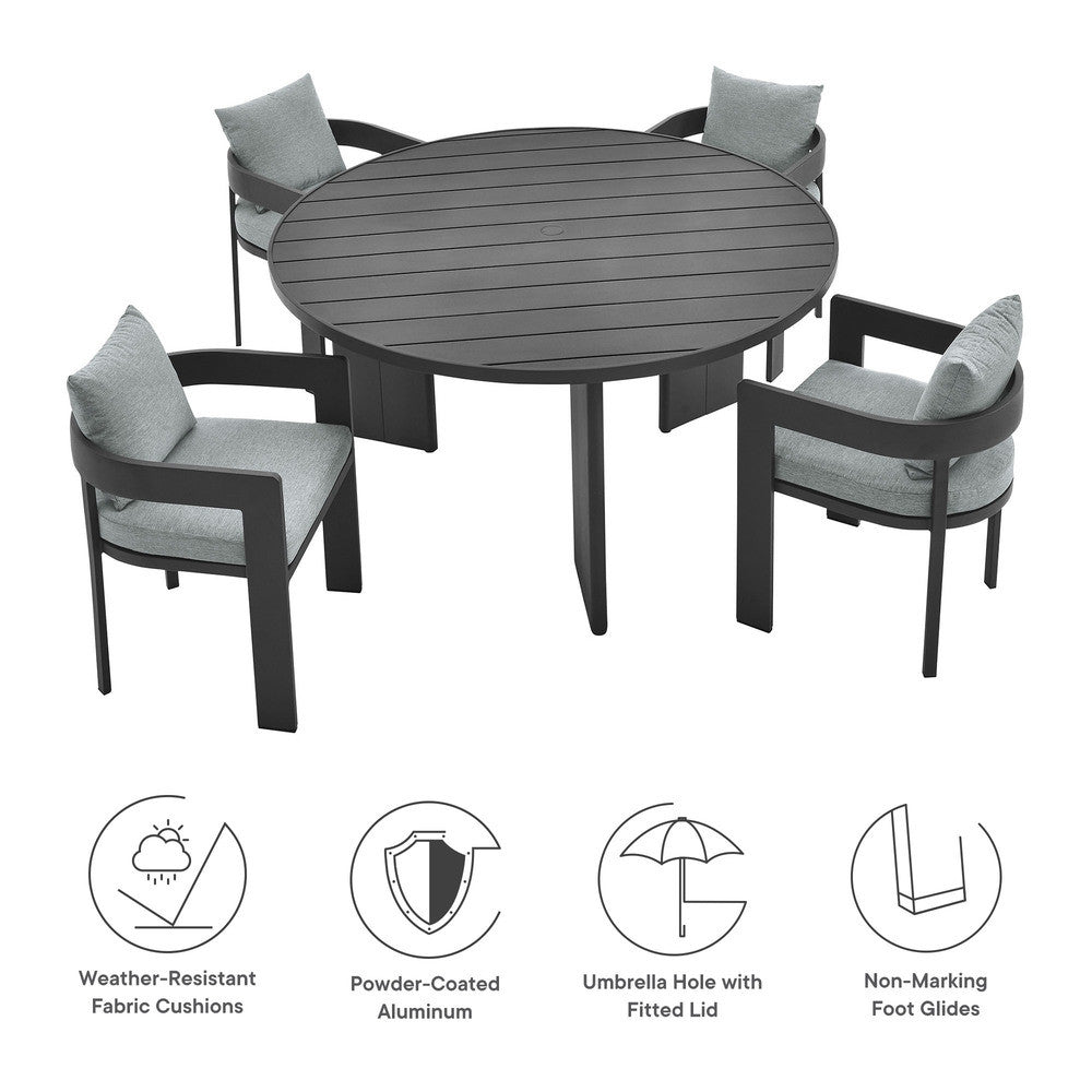 EEI-7060 Tahoe 5-Piece Outdoor Patio Aluminum Dining Set by Modway