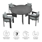 EEI-7060 Tahoe 5-Piece Outdoor Patio Aluminum Dining Set by Modway