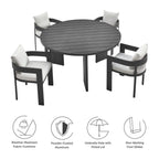 EEI-7060 Tahoe 5-Piece Outdoor Patio Aluminum Dining Set by Modway