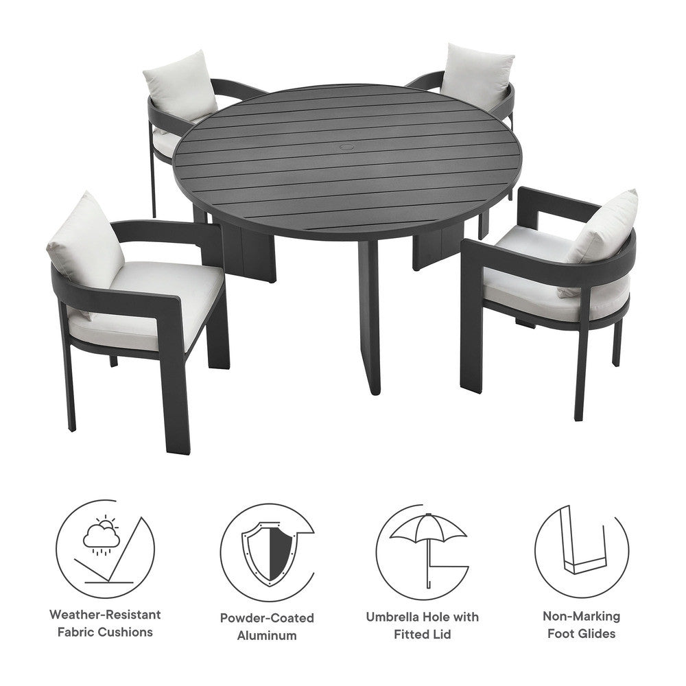 EEI-7060 Tahoe 5-Piece Outdoor Patio Aluminum Dining Set by Modway