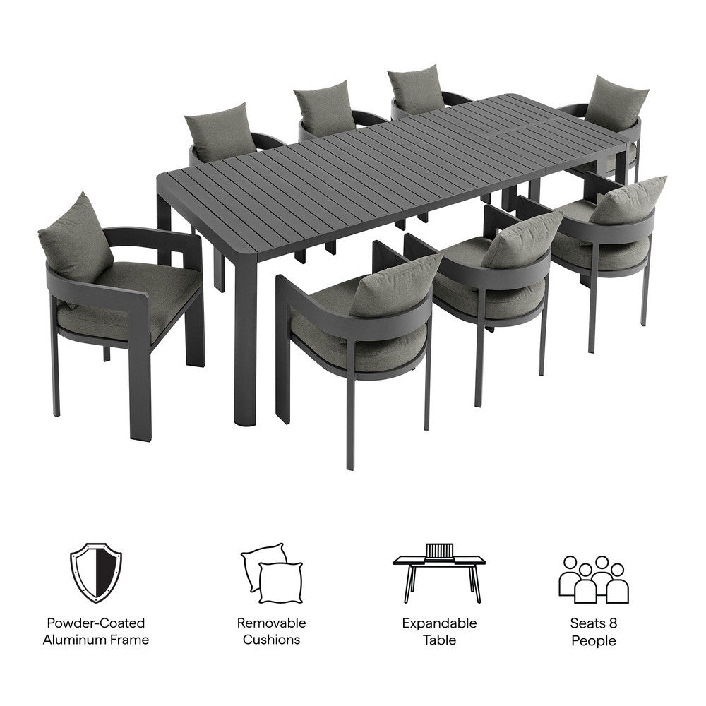Modway Tahoe 9-Piece Outdoor Patio Aluminum Dining Set With Extendable Table by Modway-EEI-7295