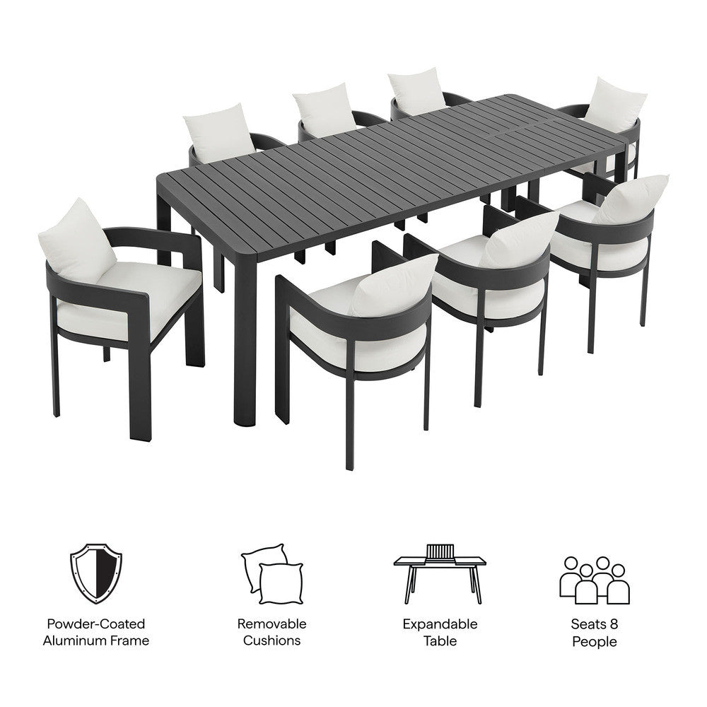 Modway Tahoe 9-Piece Outdoor Patio Aluminum Dining Set With Extendable Table by Modway-EEI-7295