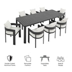 Modway Tahoe 9-Piece Outdoor Patio Aluminum Dining Set With Extendable Table by Modway-EEI-7295