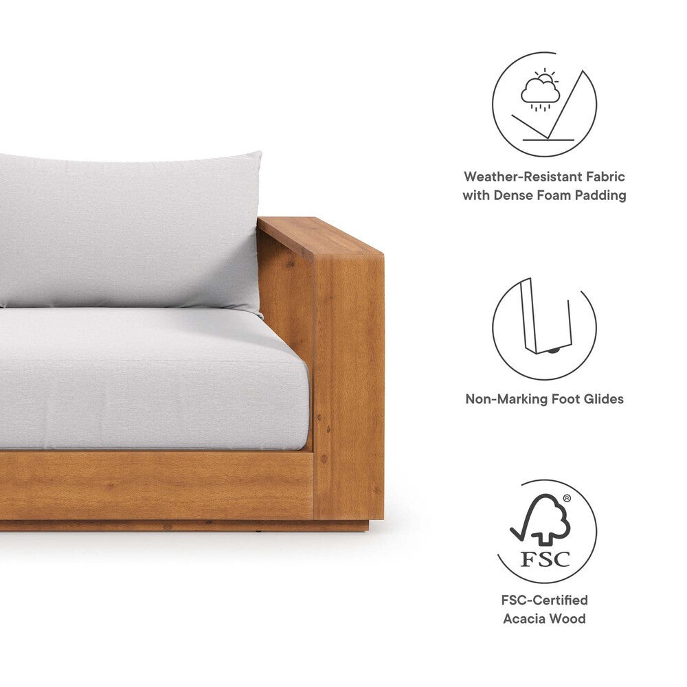 Modway EEI-6783-NAT-LGR Tahoe Acacia Wood Outdoor Patio Acacia Wood Loveseat - Natural Light Gray
