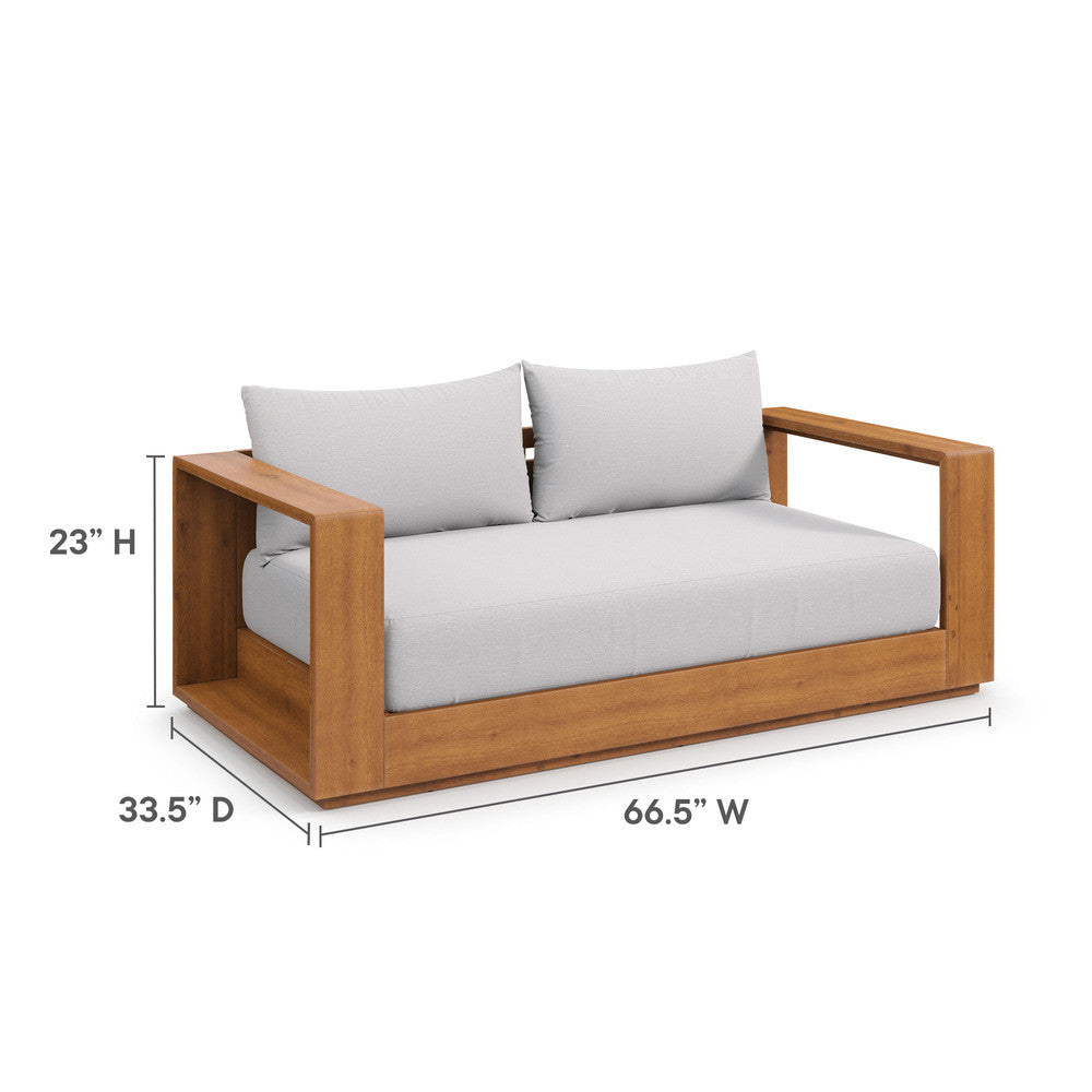 Modway EEI-6783-NAT-LGR Tahoe Acacia Wood Outdoor Patio Acacia Wood Loveseat - Natural Light Gray