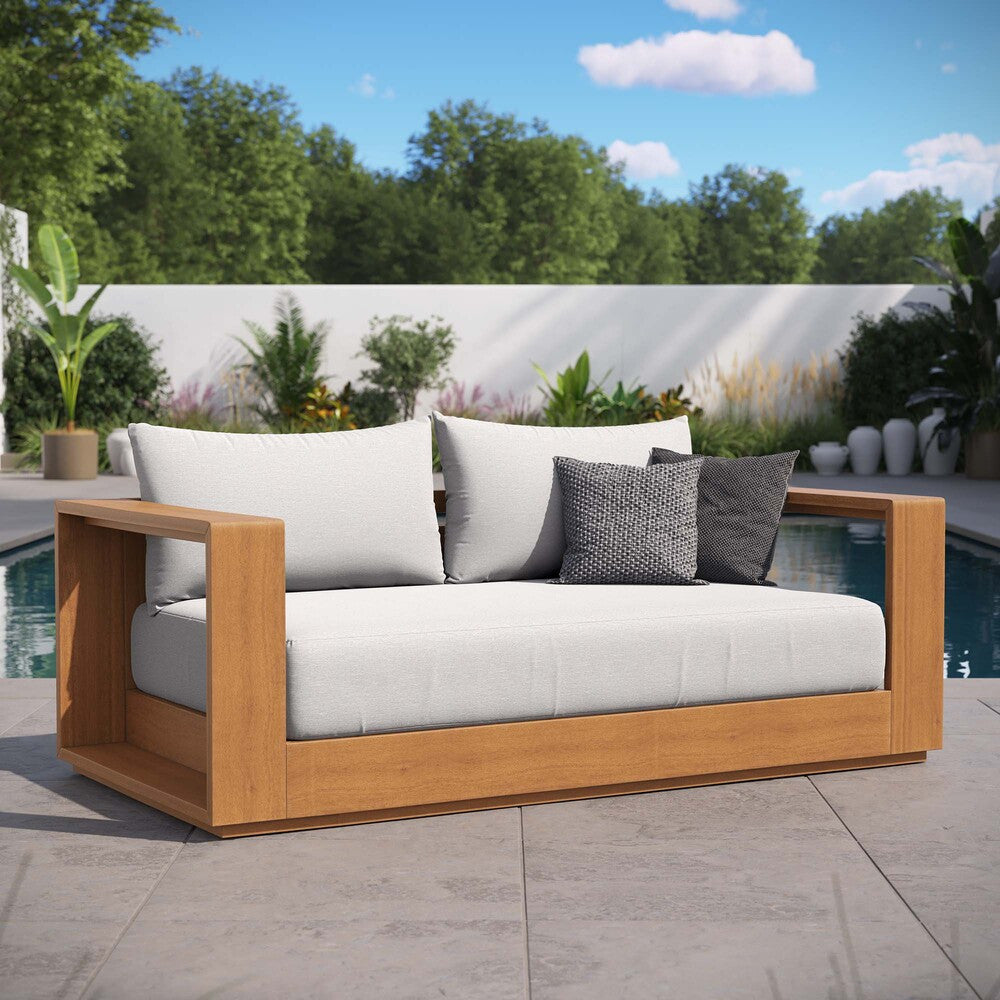 Modway EEI-6783-NAT-LGR Tahoe Acacia Wood Outdoor Patio Acacia Wood Loveseat - Natural Light Gray