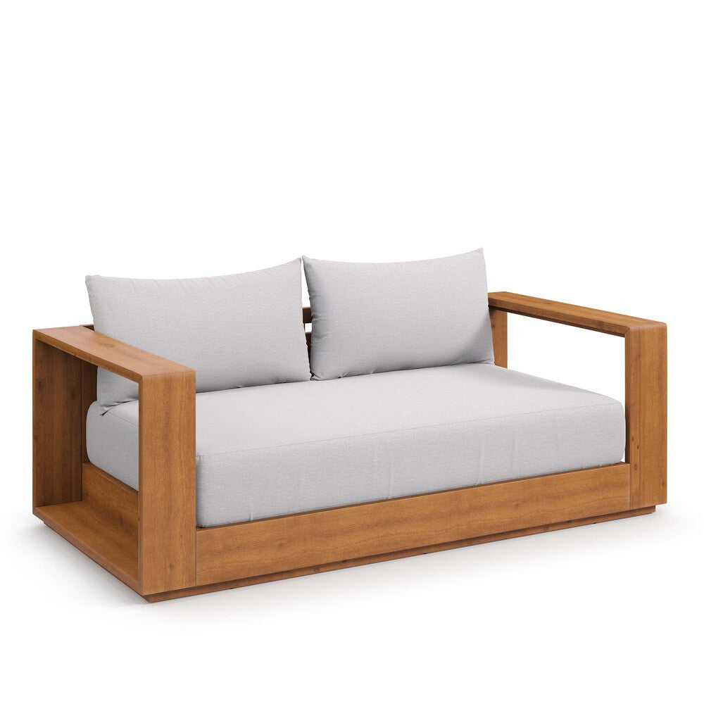 Modway EEI-6783-NAT-LGR Tahoe Acacia Wood Outdoor Patio Acacia Wood Loveseat - Natural Light Gray
