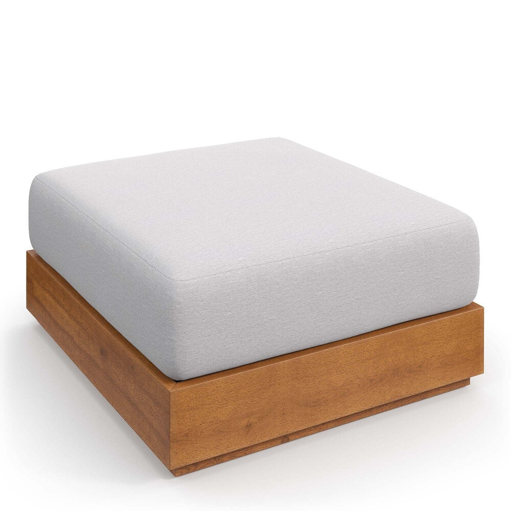Modway EEI-6785-NAT-LGR Tahoe Outdoor Patio Acacia Wood Ottoman - Natural Light Gray