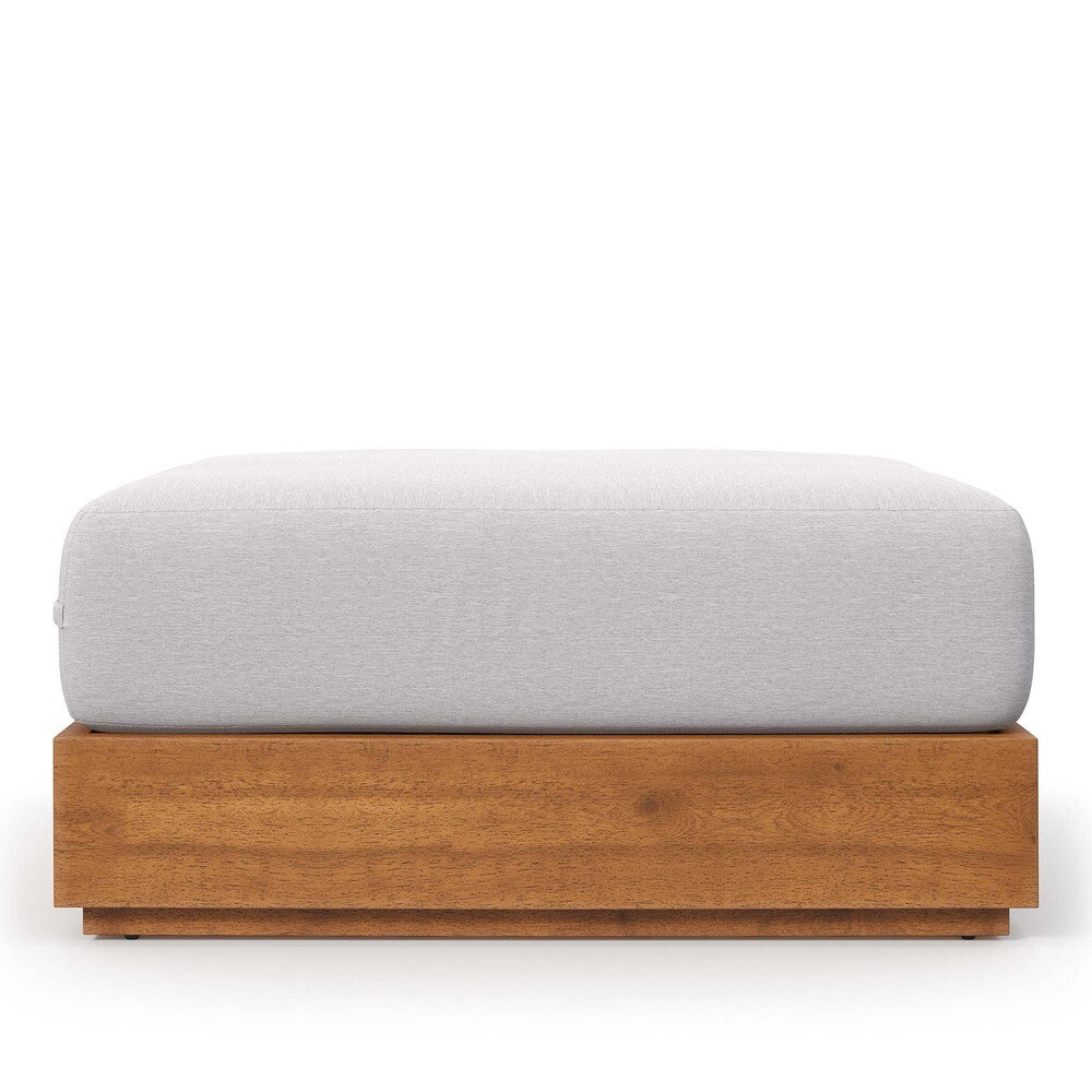 Modway EEI-6785-NAT-LGR Tahoe Outdoor Patio Acacia Wood Ottoman - Natural Light Gray