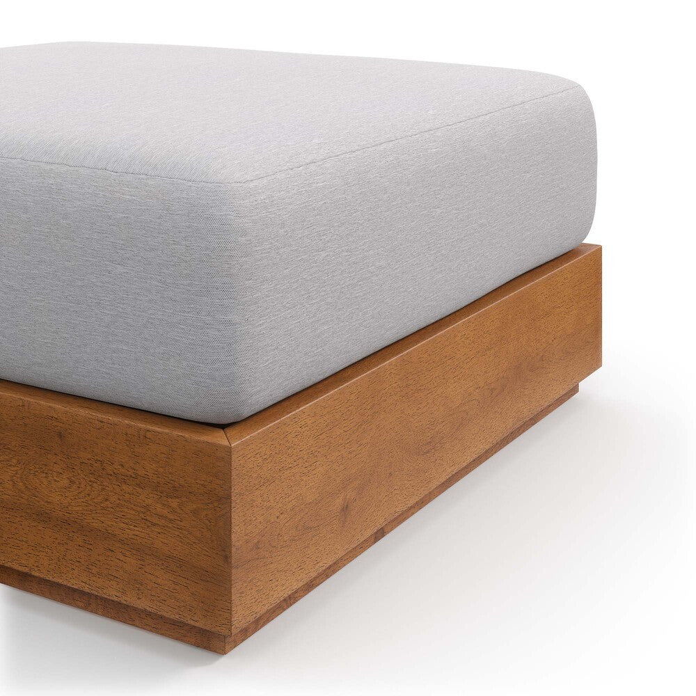 Modway EEI-6785-NAT-LGR Tahoe Outdoor Patio Acacia Wood Ottoman - Natural Light Gray