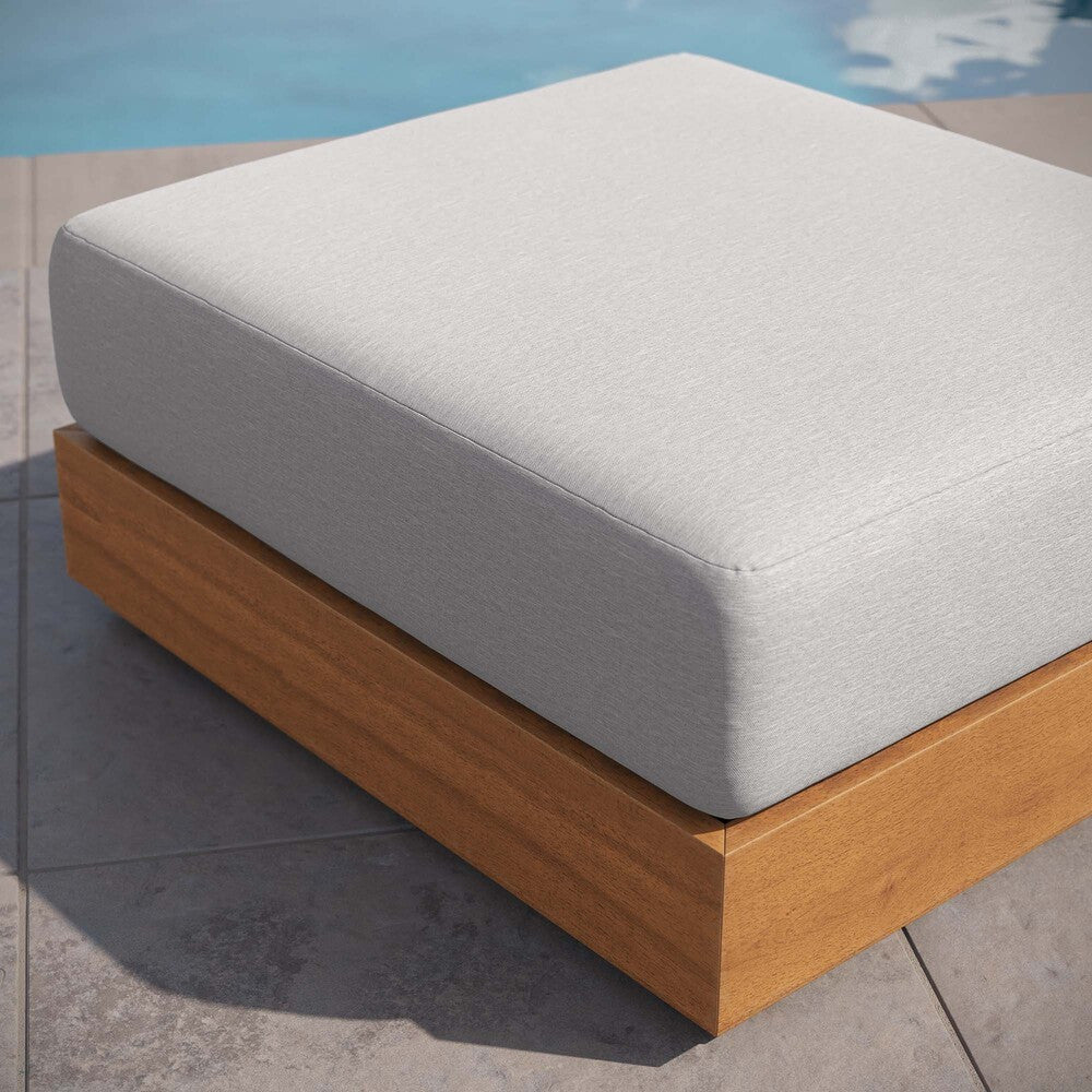 Modway EEI-6785-NAT-LGR Tahoe Outdoor Patio Acacia Wood Ottoman - Natural Light Gray