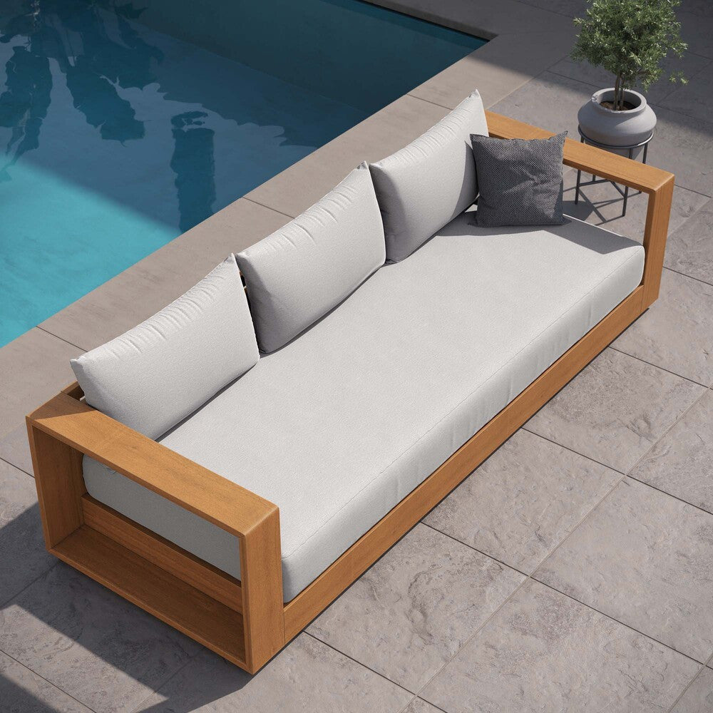 Modway EEI-6784-NAT-LGR Tahoe Outdoor Patio Acacia Wood Sofa - Natural Light Gray